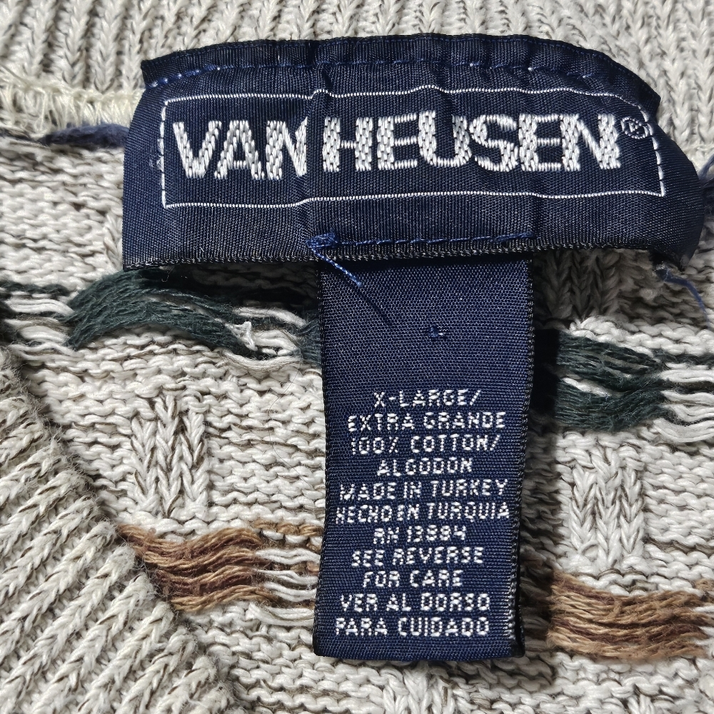 Vintage Grandpa Van Heusen Henley‎ Sweater Sportswear Men's Size XL Cotton - Picture 6 of 15
